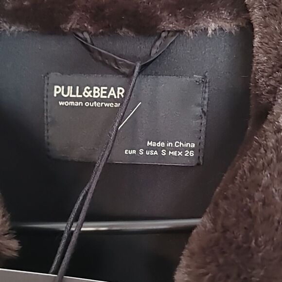 NWT ASOS Pull&Bear faux fur jacket with poppers in chocolate Size Small - Picture 9 of 10